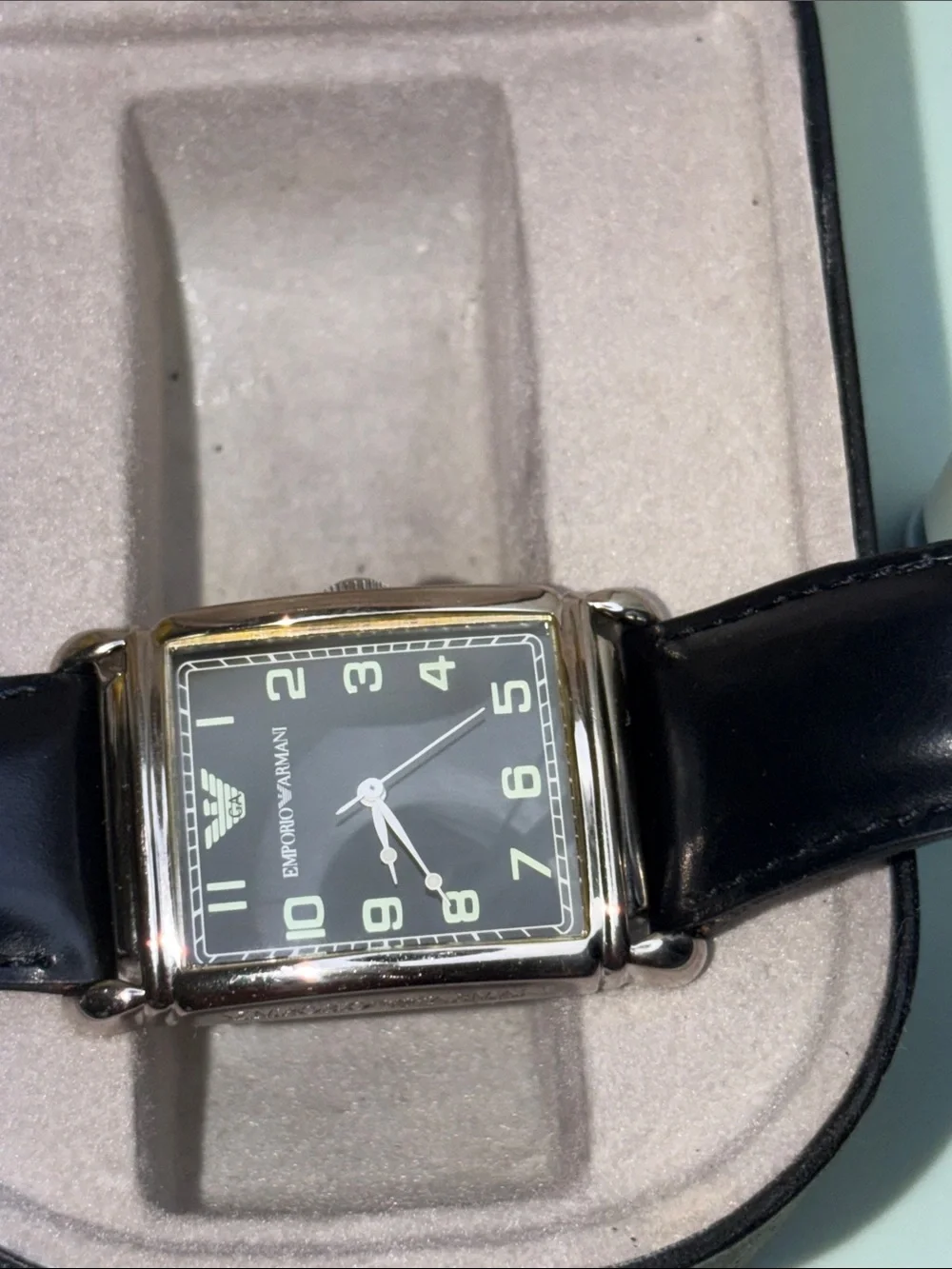 Emporio Armani Black and Gold Rectangular Men’s Watch